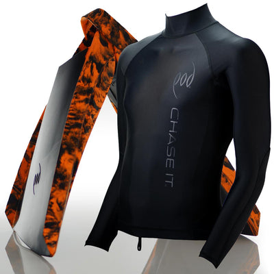PF3 POD Swim Fins Black/Orange Long Sleeve Rash Vest