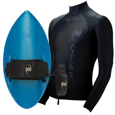 Aqua Blue POD Bodysurfing Handboards - Rash Shirt Long Sleeve