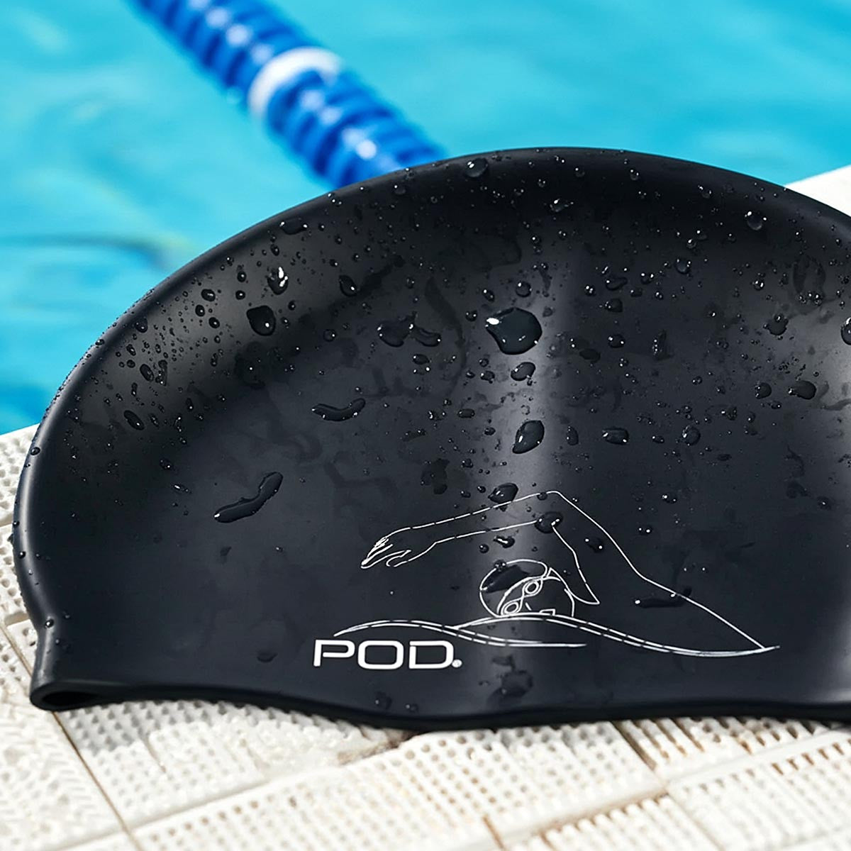 Silicone Swim Caps Black by POD®
