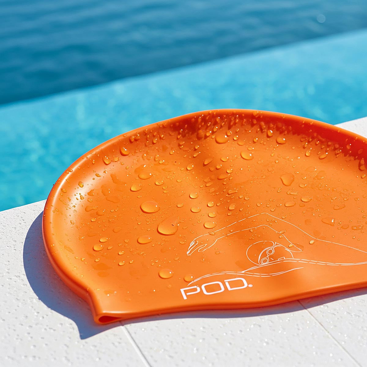 Orange Silicone Swim Cap by POD®