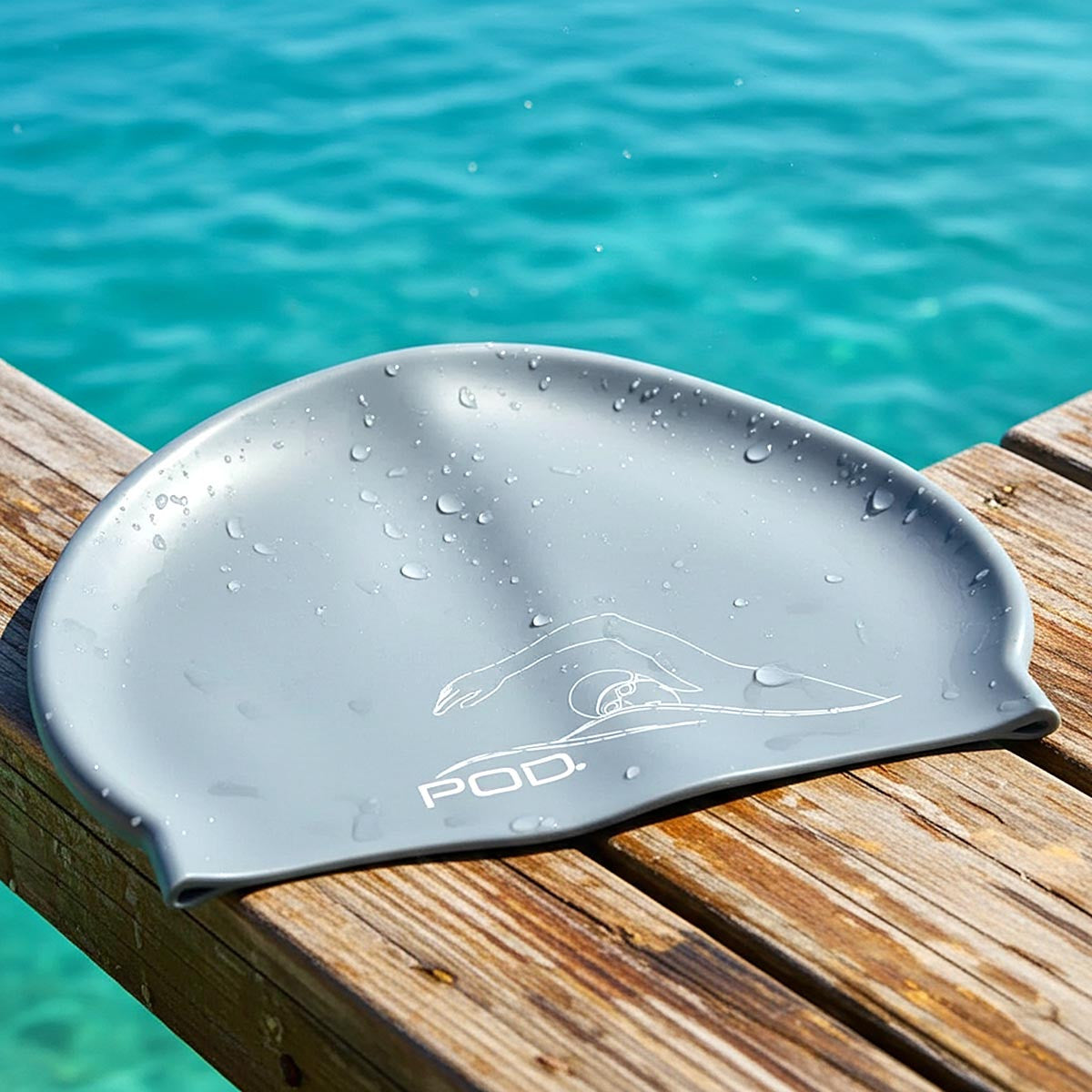 Silver Silicone Swim Cap by POD®