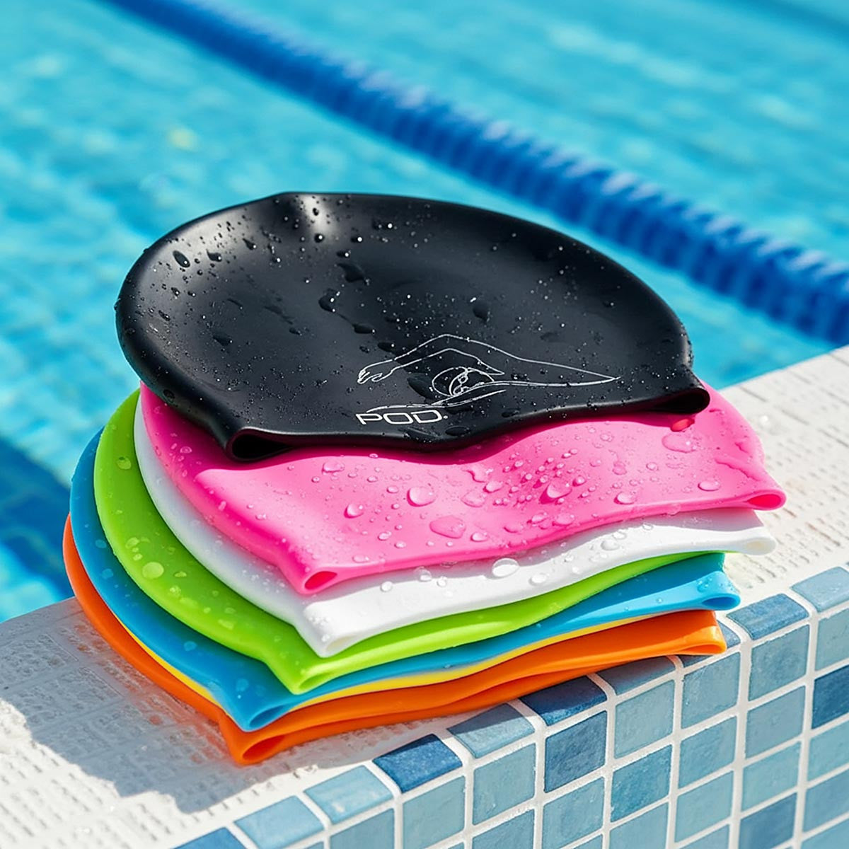 Silicone Swim Caps Eight Colours by POD® Ware