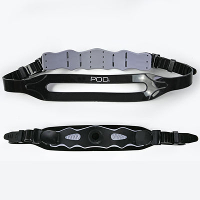POD centre line snorkel flexible padded forehead piece adjustable black silicone split headband