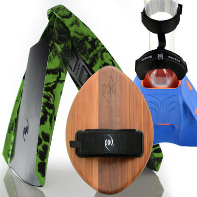 WOO Cedar/Walnut POD Handboard PF3 Swim Fins Black/Lime Heel Protectors Fin Savers
