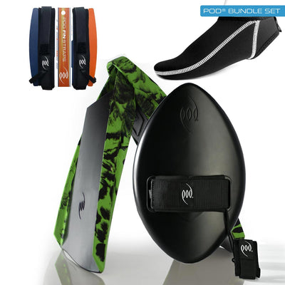 Stealth Black WOW Handplane + Black/Lime POD 3 Swim Fins + Fin Socks + Fin Savers
