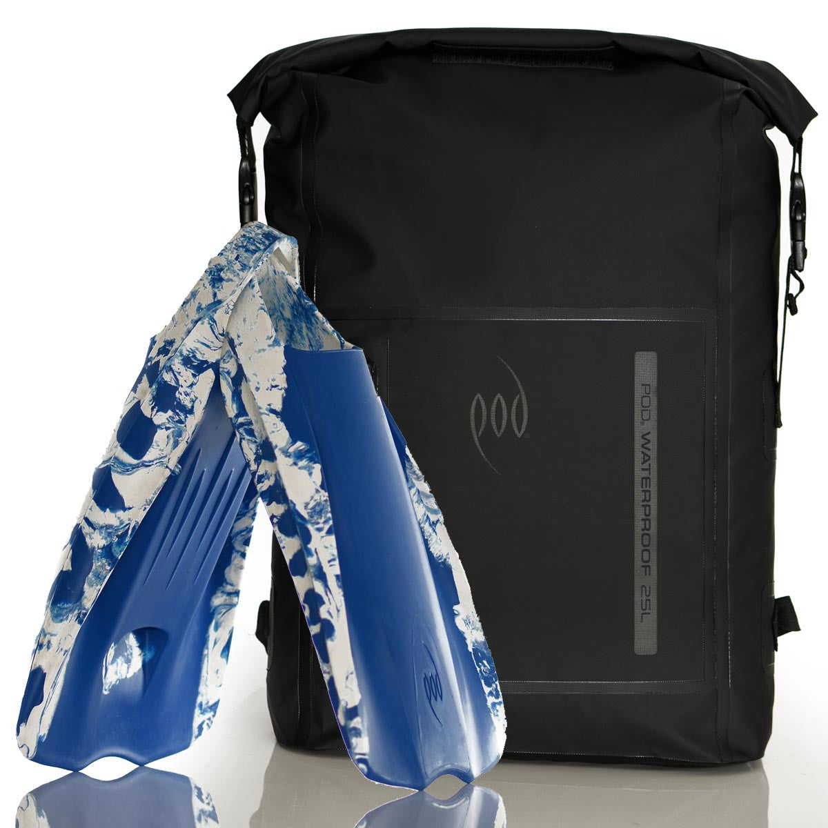 Black Black Dry Bag Rucksack Blue White PF1 POD Swim Fins