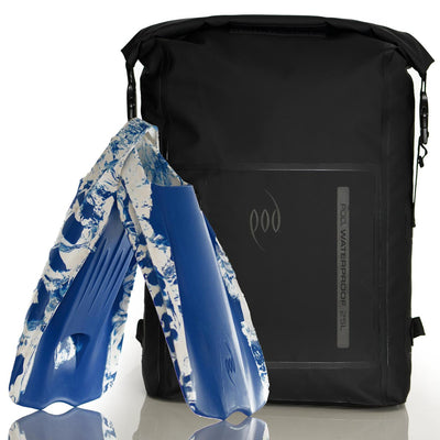 Black Black Dry Bag Rucksack Blue White PF1 POD Swim Fins