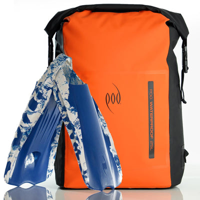 Black Orange Dry Bag Rucksack Blue White PF1 POD Swim Fins