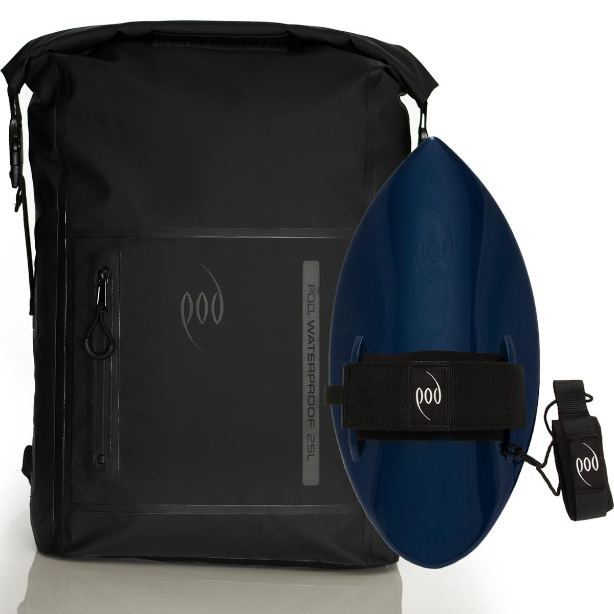 Waterproof Backpack Black Bodysurfing Handboard Black Blue