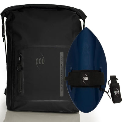 Waterproof Backpack Black Bodysurfing Handboard Black Blue