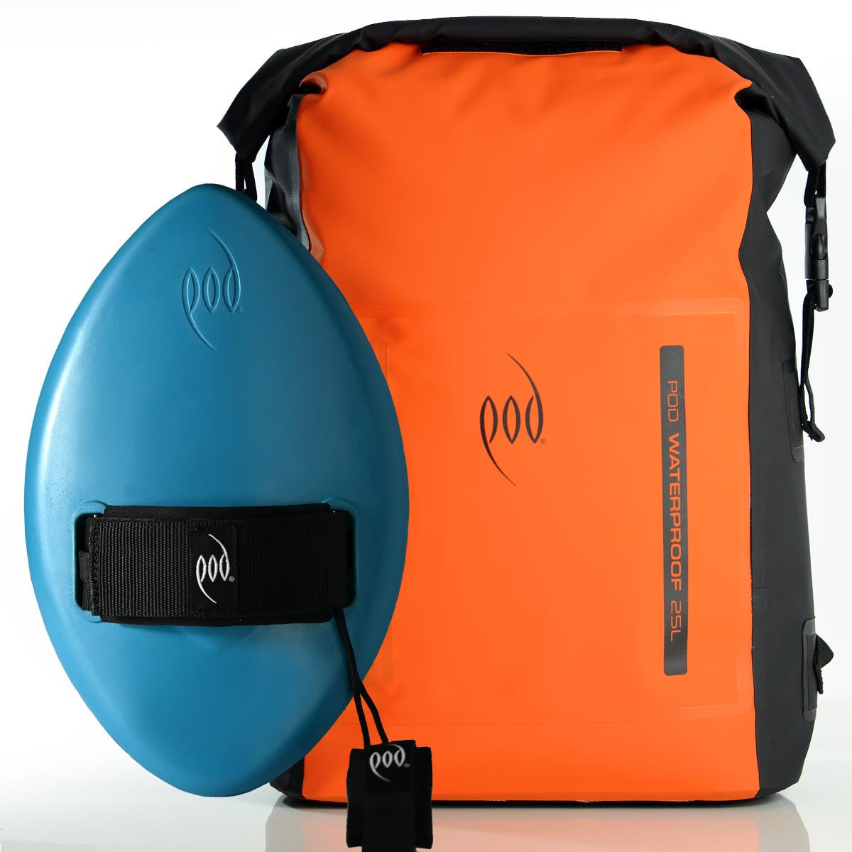 Black and Orange  Waterproof Backpack + Tropical Teal WOW Handplane
