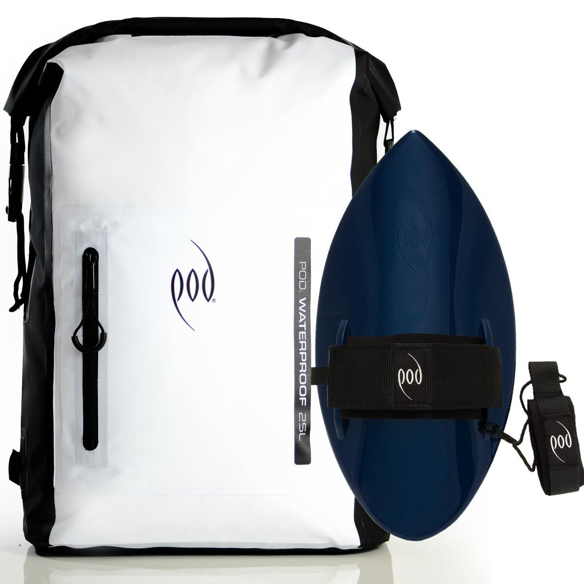 Waterproof Backpack Black White Bodysurfing Handboard Black Blue
