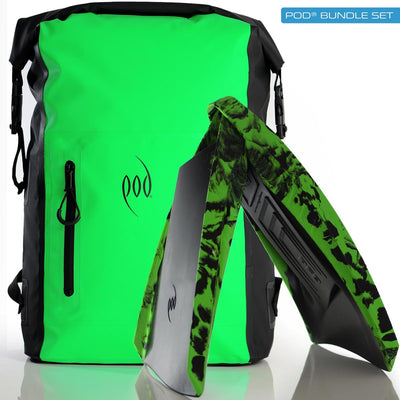Waterproof Rucksack Black Green 25L Backpack Dry Bag PF3 POD Swim Fins Black Green