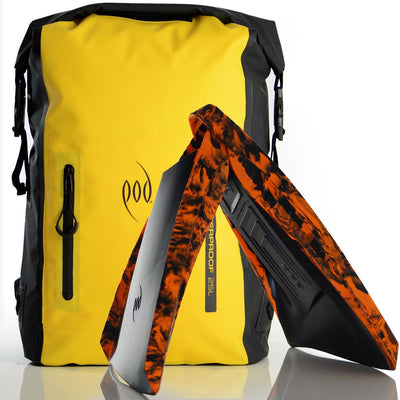 Waterproof Rucksack Black Yellow 25L Backpack Dry Bag PF3 POD Swim Fins Black Orange